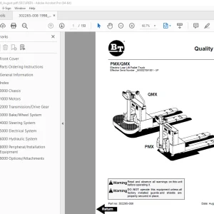 BT Prime-Mover QMX PMX Electric Low Lift Pallet Truck Parts Manual - PDF DOWNLOAD