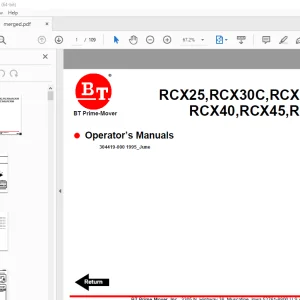 BT Prime-Mover RCX Electric Stand-Up Rider Truck Operator's Manual PDF