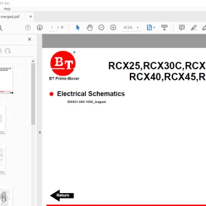 BT Prime-Mover RCX Series RCX25 RCX30C RCX30 RCX35 RCX40 RCX45 RCX50 Electrical Schematic Manual PDF