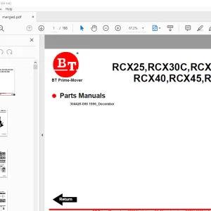 BT Prime-Mover RCX25 RCX30C RCX30 RCX35 RCX40 RCX45 RCX50 Electric Stand-Up Rider Truck Parts Manual PDF