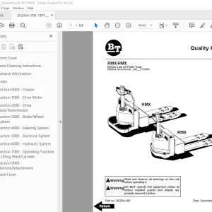 BT Prime-Mover RMX HMX Electric Low Lift Pallet Truck Parts Manual PDF