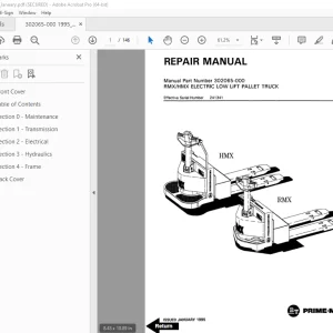 BT Prime-Mover RMX HMX Electric Low Lift Pallet Truck Repair Manual PDF