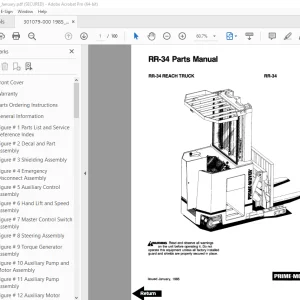 BT Prime-Mover RR-34 Reach Truck Parts Manual - PDF DOWNLOAD