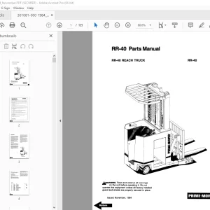 BT Prime-Mover RR-40 Reach Truck Parts Manual - PDF DOWNLOAD