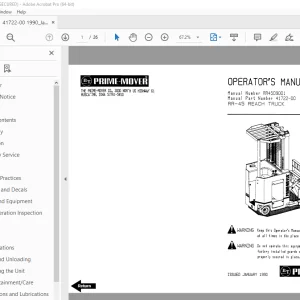 BT Prime-Mover RR-45 Reach Truck Operator's Manual - PDF DOWNLOAD