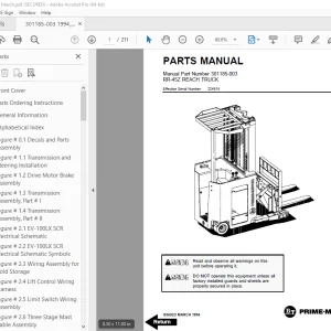 BT Prime-Mover RR-45Z REACH TRUCK Parts Manual - PDF DOWNLOAD