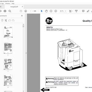 BT Prime-Mover RRXTH Electric Stand-up Rider Truck Parts Manual PDF