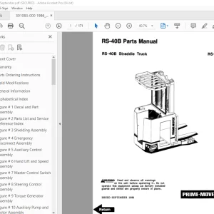 BT Prime-Mover RS-40B Straddle Truck Parts Manual - PDF DOWNLOAD