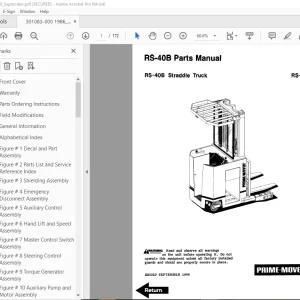 BT Prime-Mover RS-40B Straddle Truck Parts Manual - PDF DOWNLOAD