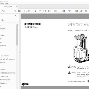 BT Prime-Mover RS-40C Straddle Truck Operator's Manual - PDF DOWNLOAD