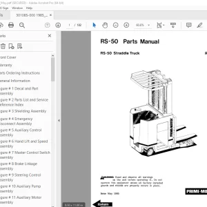 BT Prime-Mover RS-50 Straddle Truck Parts Manual - PDF DOWNLOAD