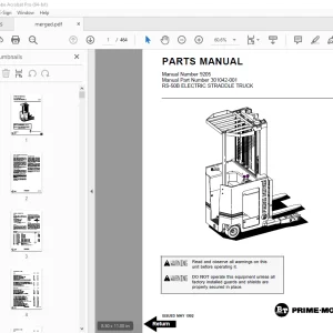 BT Prime-Mover RS-50B Electric Straddle Truck Parts Manual - PDF DOWNLOAD
