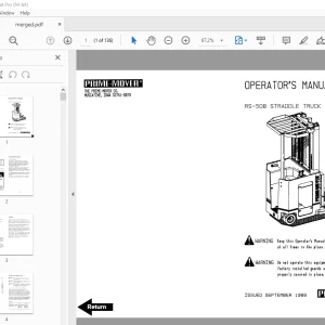 BT Prime-Mover RS-50B Straddle Truck Operator's Manual - PDF DOWNLOAD