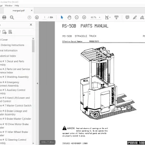 BT Prime-Mover RS-50B Straddle Truck Parts Manual SN RS50B170373 PDF