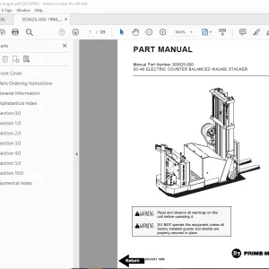 BT Prime-Mover SC-40 Electric Counter Balanced Walkie Stacker Part Manual PDF