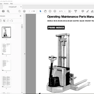 BT Prime-Mover SN-20 SN-20R SN-30 SN-30R Electric Walkie Stacker Truck Operating & Parts Manual PDF