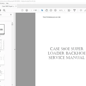 Case 580E Super Backhoe Loader Service Manual  - PDF DOWNLOAD