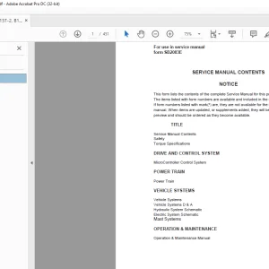 Daewoo Doosan Forklift B13T-2 to B18T-2 Service Manuals SB2076E01 - PDF DOWNLOAD