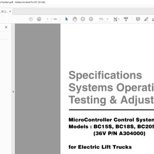 Daewoo Doosan Forklift BC15S, BC18S, BC20SC Electric Lift Trucks  MicroController Control System Manual