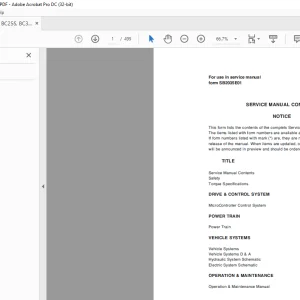 Daewoo Doosan Forklift BC20S to B30S-2 Service Manuals SB2034E02 - PDF DOWNLOAD