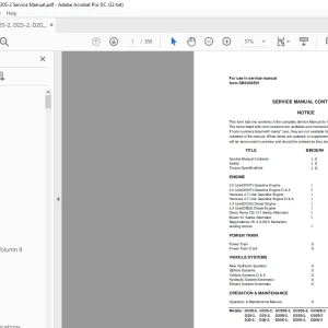 Daewoo Doosan Forklift D20-2 D25-2 D20S-2 D25S-2 D30S-2 Service Manual - PDF