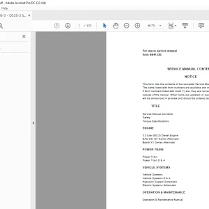 Daewoo Doosan Forklift D20S-3 - D33S-3 Service Manual -  PDF DOWNLOAD