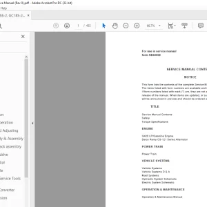 Daewoo Doosan Forklift GC15S-2, GC18S-2, GC20SC-2 Service Manuals SB4007E01 - PDF DOWNLOAD