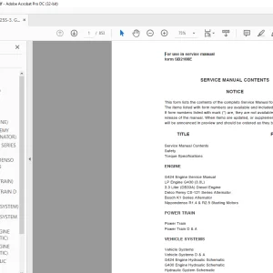 Daewoo Doosan Forklift D15S-2 to G20SC-2 Service Manual SB4048E00 - PDF