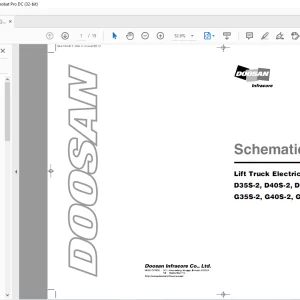 Daewoo Doosan Forklift Lift Truck Electric System D35S-2, D40S-2, D45S-2 G35S-2, G40S-2, G45S-2 Schematic Manual SB4171E02