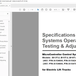 Daewoo Doosan MicroController Control System B13T-2 to B18T-2 Testing Adjusting Manual SB2077E03