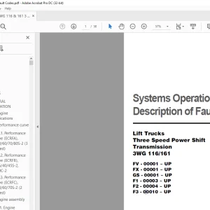 Daewoo  Doosan Powershift Trans. 3WG 116 161 Fault Codes Manual SB4121E00