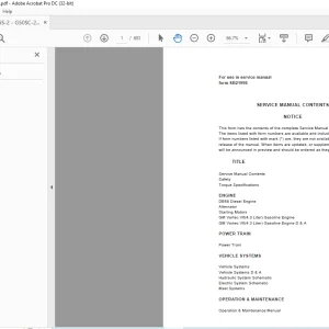 Daewoo Forklift D35S-2 to G50SC-2 Service Manuals SB2200E00 - PDF DOWNLOAD