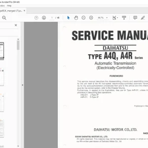 Daihatsu A4Q A4R Series Automatic Transmission Service Manual - PDF