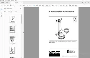 Dayton 32HE08 20 Inch Low Speed Floor Machine Instructions For Use Manual 56091156 - PDF