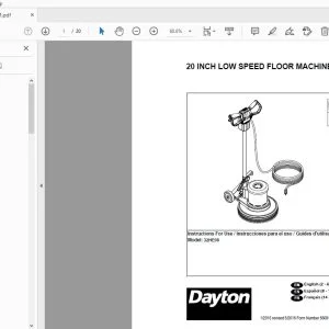 Dayton 32HE08 20 Inch Low Speed Floor Machine Instructions For Use Manual 56091156 - PDF