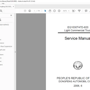 Dongfeng EQ1030T47D-820 Light Commercial Truck Service Manual - PDF DOWNLOAD