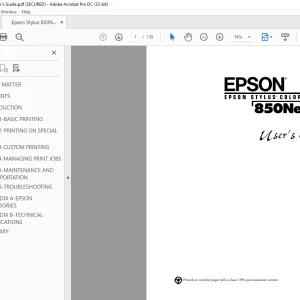 Epson Stylus 850Ne User's Guide Manual - PDF DOWNLOAD