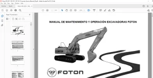 FOTON FR 220-7, FR 210-7, FR 150-7 MANUAL DE MANTENIMIENTO Y OPERACIÓN EXCAVADORAS