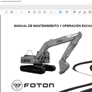FOTON FR 220-7, FR 210-7, FR 150-7 MANUAL DE MANTENIMIENTO Y OPERACIÓN EXCAVADORAS