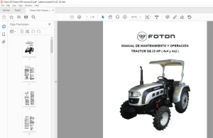 FOTON TRACTOR DE 25 HP MANUAL DE MANTENIMIENTO Y OPERACIÓN - PDF