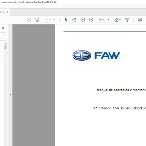 Faw Truck CA3256P2K2L2T1A80 Manual de operación y mantenimiento -  PDF DOWNLOAD