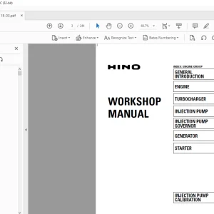 Hino Motor J08C-TI engine Workshop Manual - PDF DOWNLOAD