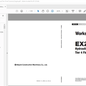 Hitachi EX2600-7B Hydraulic Excavator Tier 4 Final Cummins Engine Workshop Manual PDF