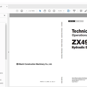 Hitachi Hydraulic Excavator ZX490LCH-7 Operation Technical PN:TOJAQ51 - PDF DOWNLOAD