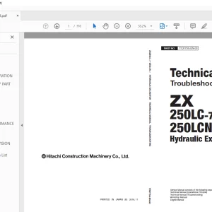 Hitachi ZX 250LC-7 250LCN-7 Hydraulic Excavator Troubleshooting Technical Manual PNTODFY50 PDF