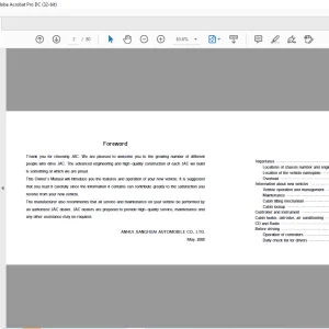 JAC High end Light Truck  Owners Manual  - PDF DOWNLOAD