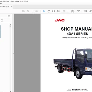 JAC Motor truck HFC1042K2(D800) 4DA1 SERIES SHOP MANUAL - PDF DOWNLOAD