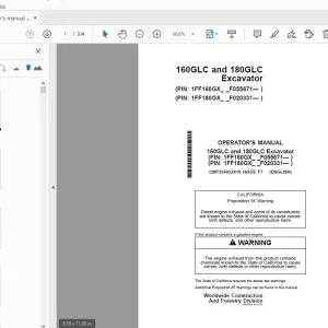 JOHN DEERE 160GLC & 180GLC EXCAVATOR OPERATOR'S MANUAL OMT364032X19 - PDF DOWNLOAD