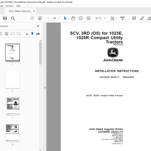 John Deere 1023E, 1025R Compact Utility Tractors Instruction Manual LVU34936 PDF