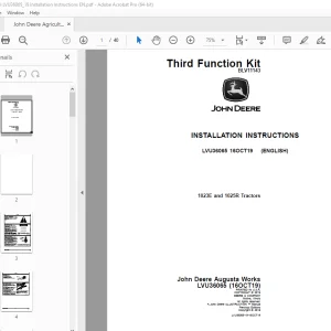 John Deere 1023E & 1025R Tractors Instruction Manual LVU36065 PDF
